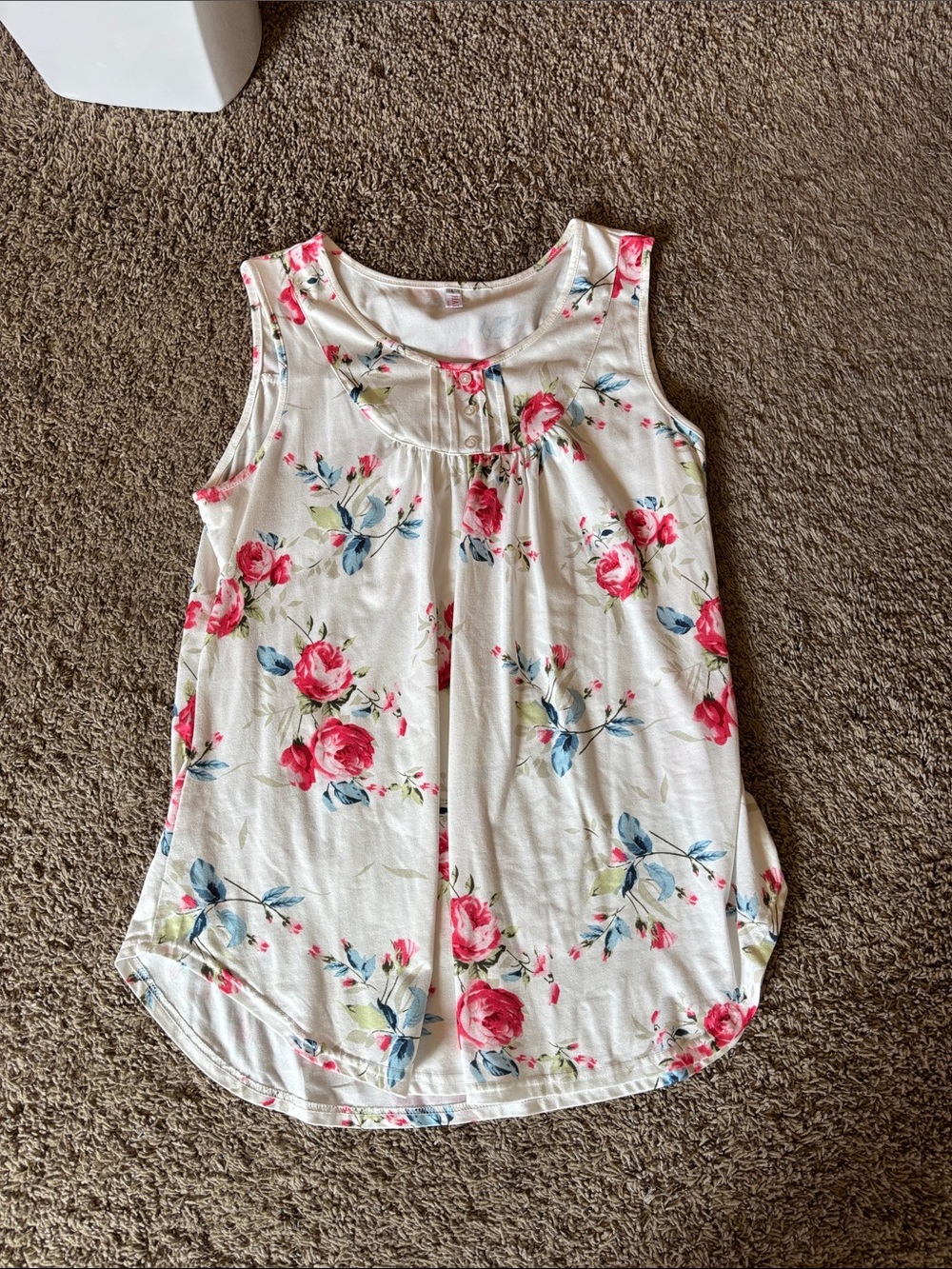 HALIFE Floral Print Top in Cream with Pastel Accents